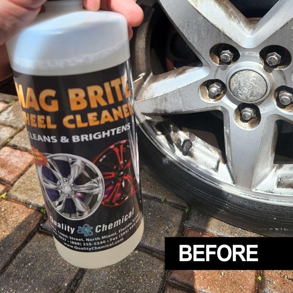 Quality Chemical Mag Brite/Acid Wheel and Rim Cleaner/Wheel and Tire Cleaner - Formulated to Safely Remove Brake Dust and Heavy Road Film - Best Car Wheel Cleaner for Rims Cleaner - 1 Gallon Combo