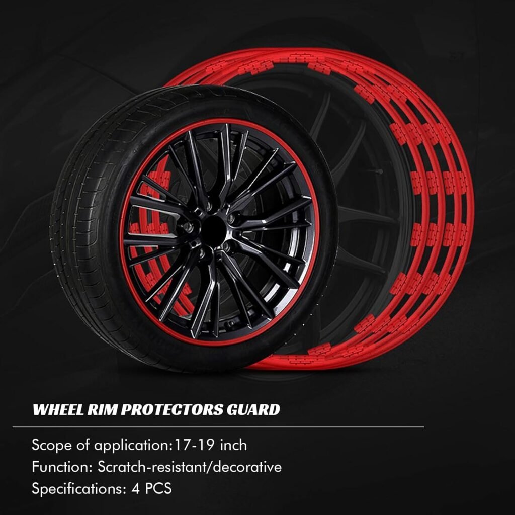 Wheel Rim Protector,Car Wheel Edge Rim Protection,Fit for Cars,Trucks,Tesla,Set of 4（Black,17inch）