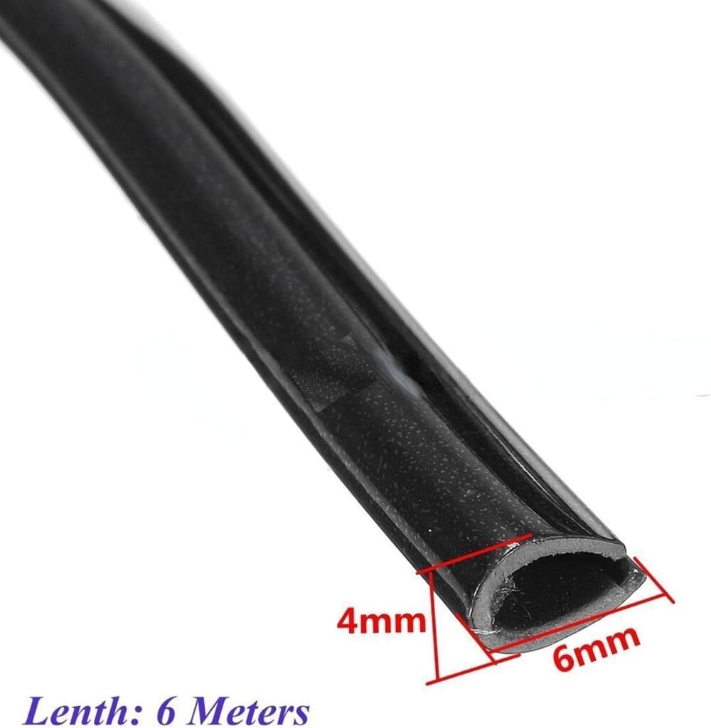 6m/19.7ft Black Car Door Edge Moulding Trim Strip Scratch Guard Protector Cover for Cars Door, Air Conditioner Rim, Grille Rim (Black)