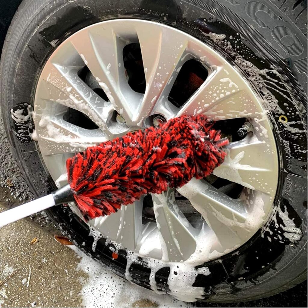Car Wash Brush - Safe and Soft Polypropylene Fibers for All Wheel Types