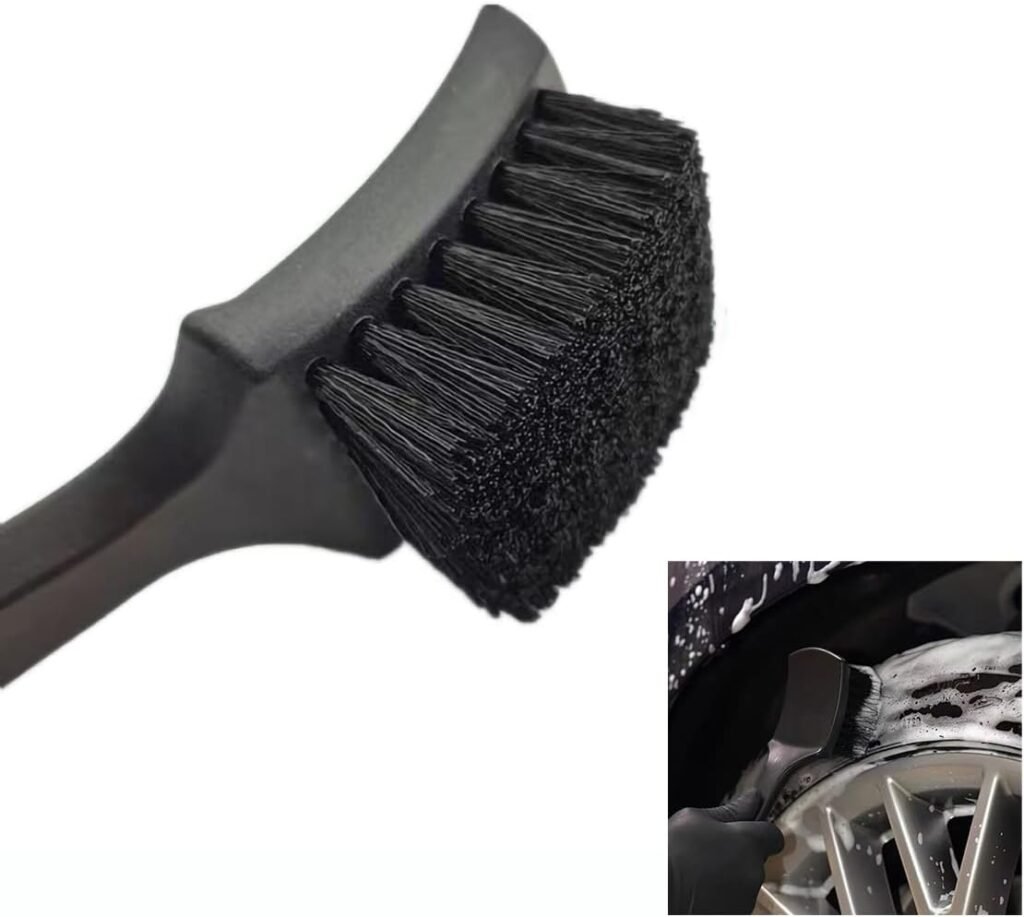 ICSTM Wheel Brush Tire Brush Car Wash Brush Tire Brush Car Carpet Cleaner Used for Cleaning Car Tires, Wheels and Carpets, with a Short Handle That is Simple and Durable