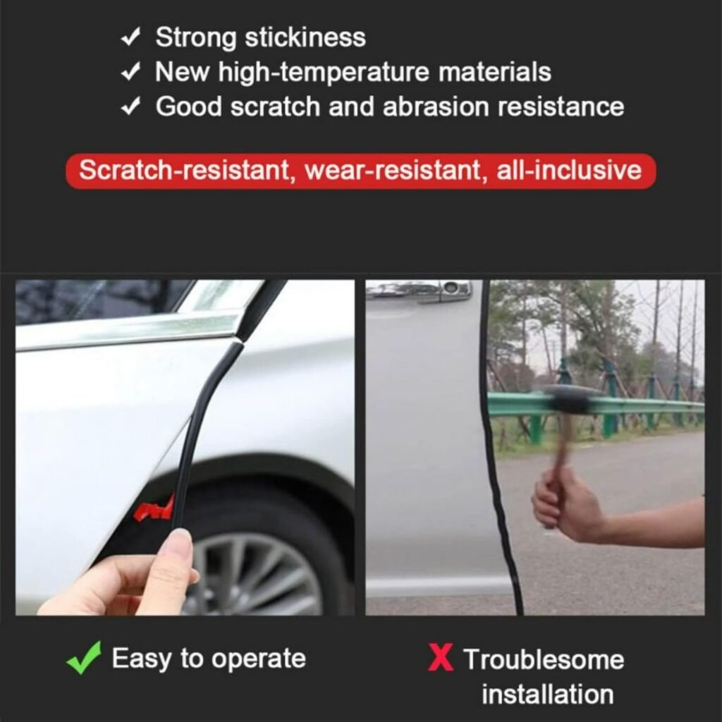 NP Car Door Protectors Edge Guards，16Ft(5M) U Shape Trim Molding Glossy Rubber Seal car doorProtector with Fits Most Cars(Black)
