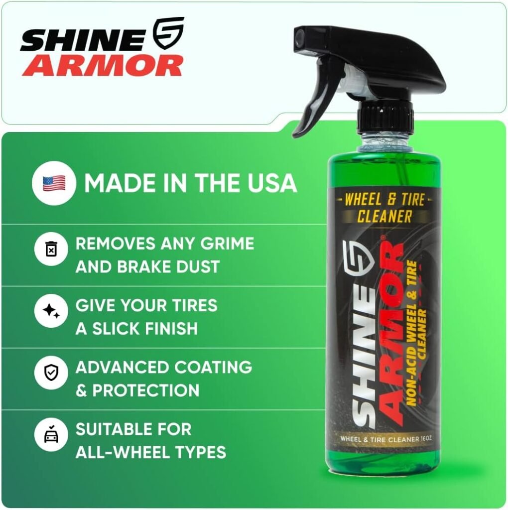 SHINE ARMOR Wheel Cleaner Tire Shine Spray for Car Detailing | Rim Cleaner  Brake Dust Remover Safe for Chrome Alloy Painted Powder Coated Wheels | Magnum Wheel Wash 16 Fl Oz