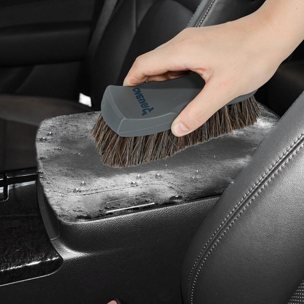 Wheel  Tire Brush, Car Wash Brush for Car Rim, Horse Hair Leather Cleaning Brush for Car Interiors, Furniture, Apparel, Boots, and More, Brush Set, Soft Bristle Cleaning Brush