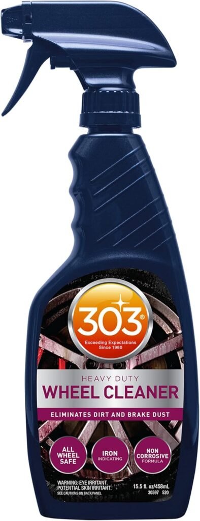 303 Products Heavy Duty Wheel Cleaner - Rim Cleaner for Car - Brake Dust Remover - All Wheel Safe - Iron Indicating Formula - Non Corrosive Formula, 15.5 fl. oz. (30597CSR) Packaging May Vary