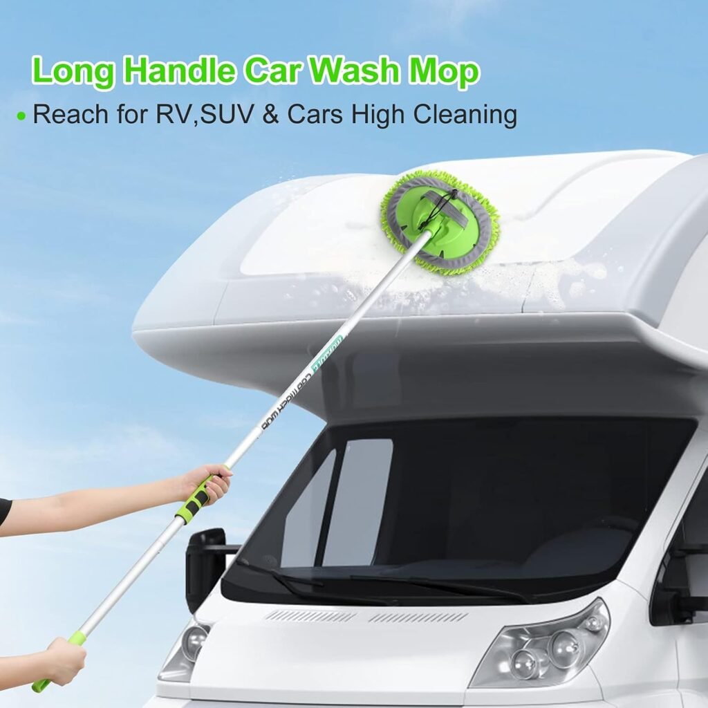 62 Car Wash Brush with Long Handle Chenille Microfiber Car Wash Mop Mitt Car Cleaning Kit Windshield Window Squeegee Car Duster Microfiber Towels Wheel Tire Brush for Cars RV Truck Boat